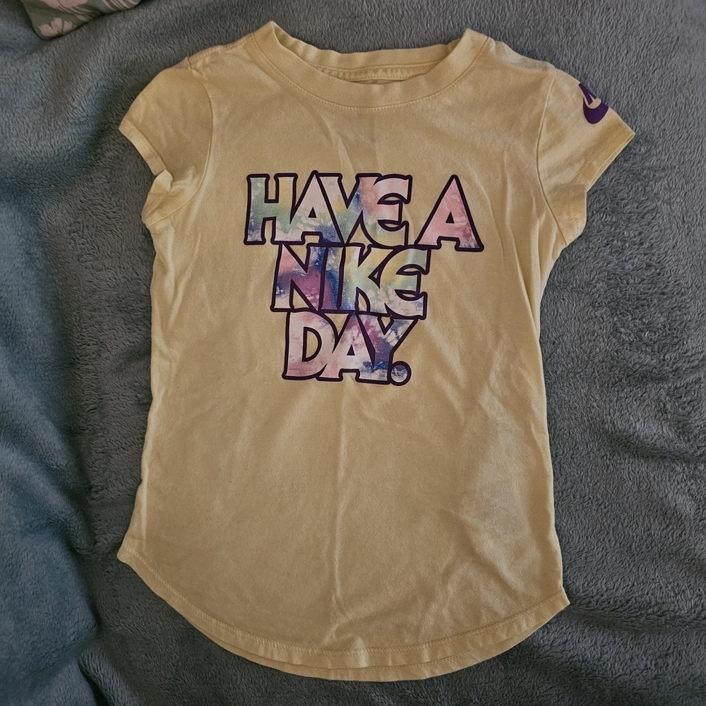 Nike Kids Graphic Tee in Yellow and Purple